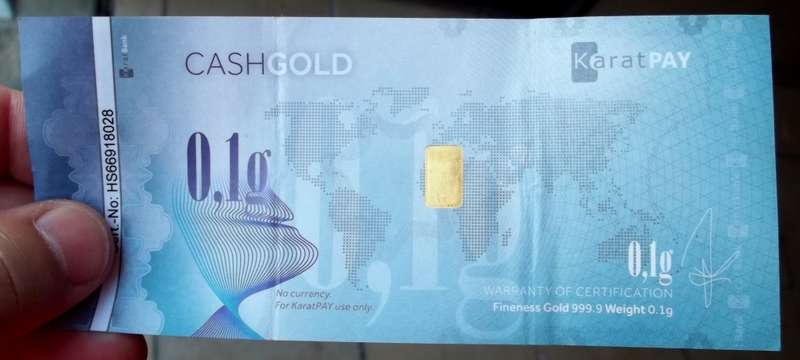 *CRAZY R1 START* 0.1g of Fine(0.999) Gold certificate by KaratPay