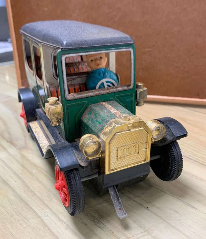 VTG Bandai 1906 Green Police Car Japan Battery Powered