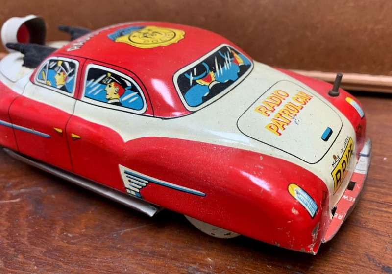 1950s Marusan Japan Tin Toy Friction Radio Patrol Police Car