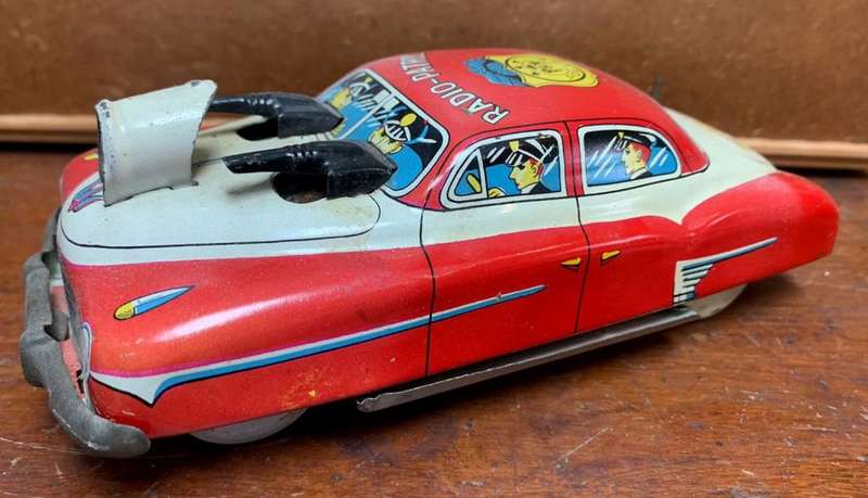 1950s Marusan Japan Tin Toy Friction Radio Patrol Police Car