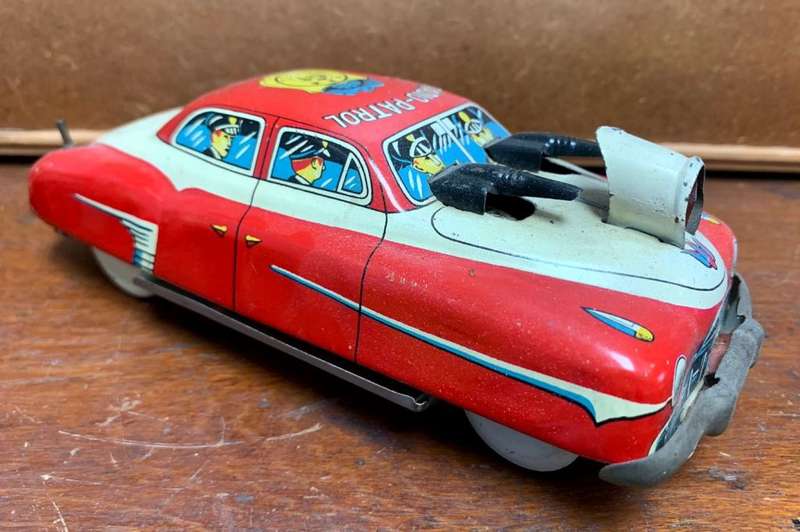 1950s Marusan Japan Tin Toy Friction Radio Patrol Police Car