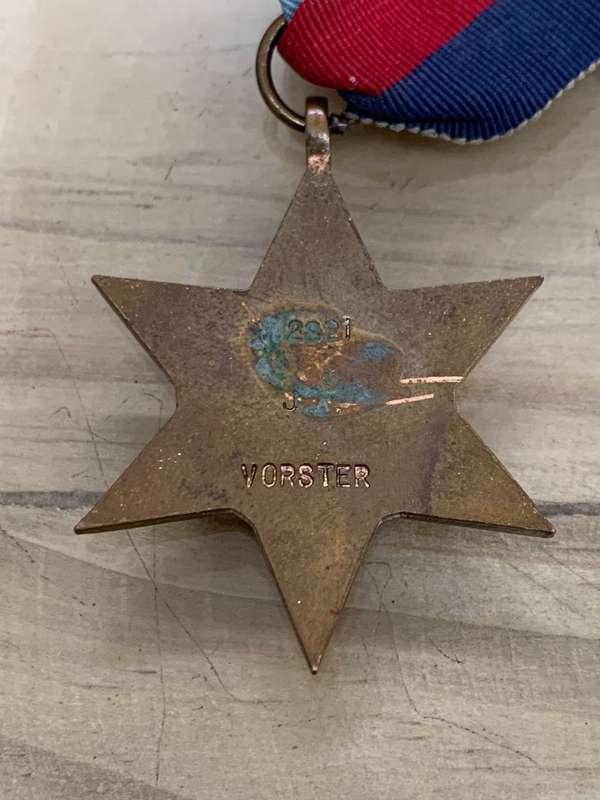 WWII Group of 5 medals Awarded to J.A. Vorster