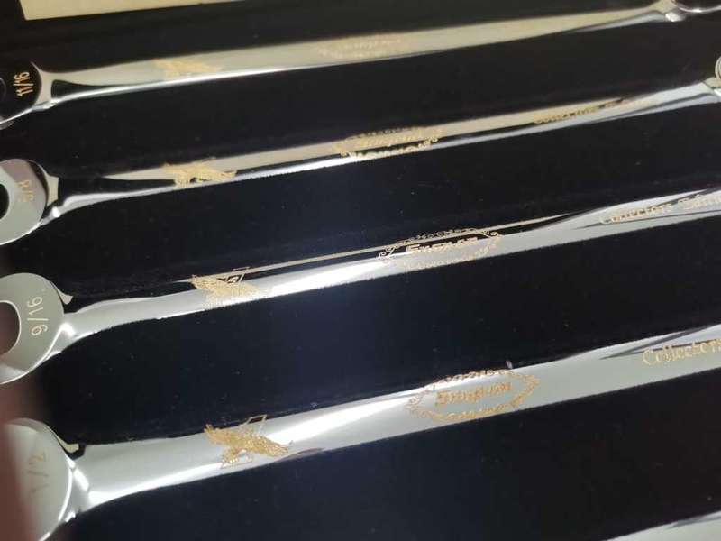Snap-On: Collectors Wrench Set- Alloy Steel, finished in Nickel Chrome and Engraved in 24kt Gold