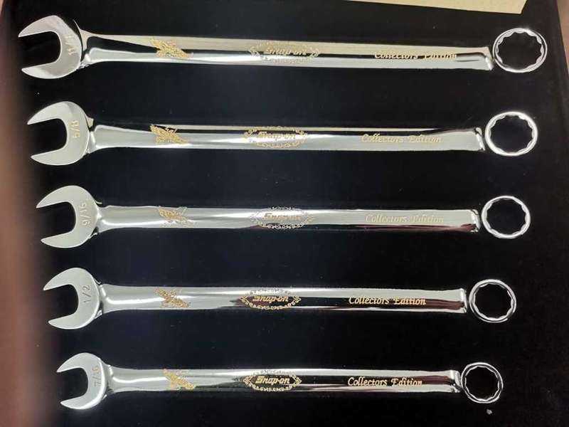 Snap-On: Collectors Wrench Set- Alloy Steel, finished in Nickel Chrome and Engraved in 24kt Gold