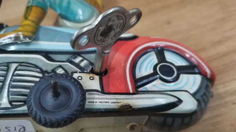 Rare Goso Acrobat Motorcycle Wind-Up Tin Toy-Made in Western Germany-Working