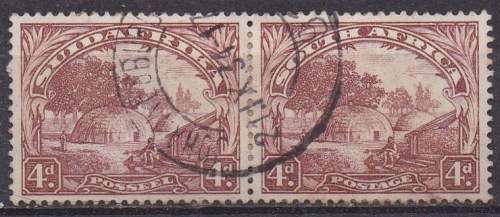 Union of SA 1927 definitive issue 4d pair FU. LOOK SCAN