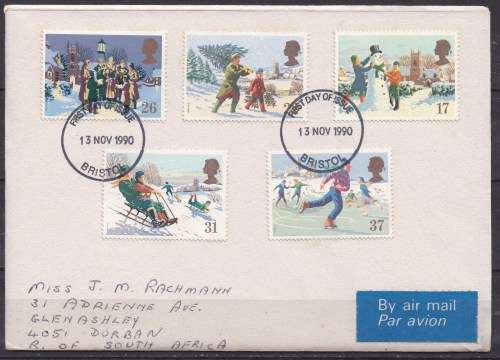 Great Britain 1990 christmas stamp Private FDC. LOOK SCAN