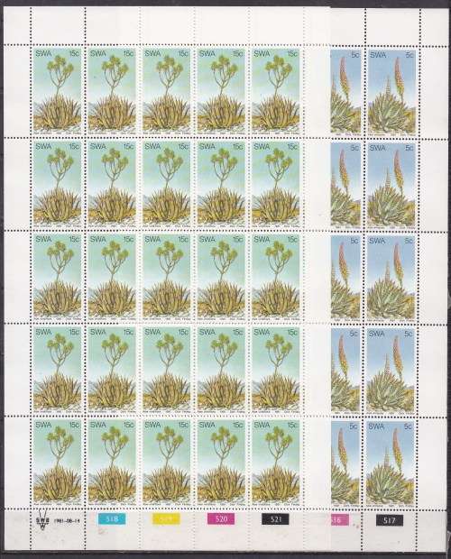 SWA 1981 Aloes full sheets. MNH. LOOK SCAN