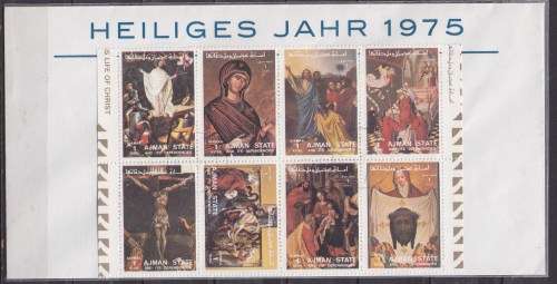Ajman state 1975 famous paintings Look scan