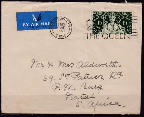 Great Britain 1953 coronation single stamp cover. LOOK SCAN