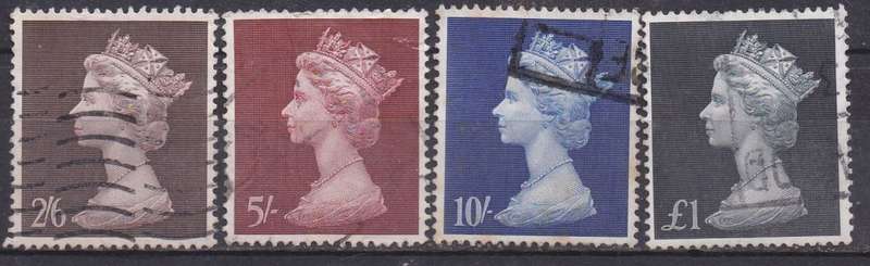Great Britain 1967-69 high value machins. FU. LOOK SCAN
