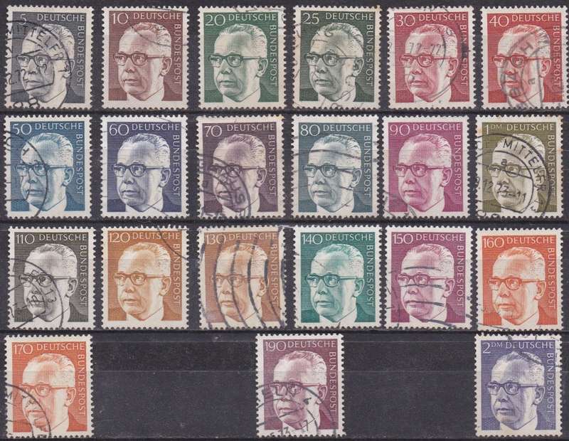 Germany 1970-73 Bundespost pres Gustav full set FU. LOOK SCAN