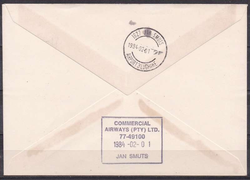 RSA 1984 innaugugral flight PMB - JHB signed  cover. LOOK SCAN.