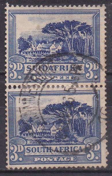 Union of SA 1930-45 definitive issue 3d vertical pair FU