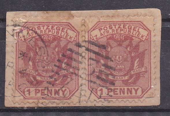 Transvaal 1895 wagon with pole 1d pair on piece FU