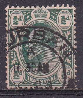 Transvaal 1905-09 King Edward vii 1/2d with D/S from Durban FU