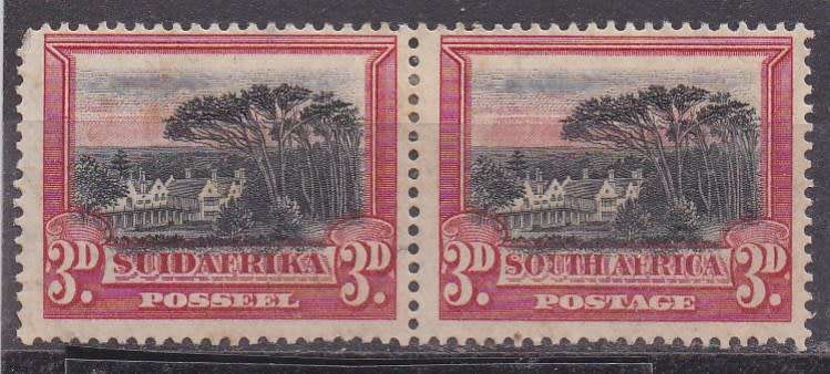 Union of SA 1927 definitive issue 3d red & black Variety pair MM
