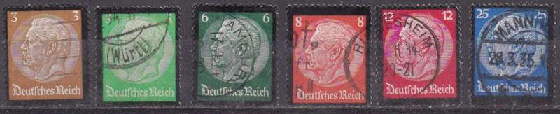 Germany 1934 Hindenberg memorial issue full set singles FU