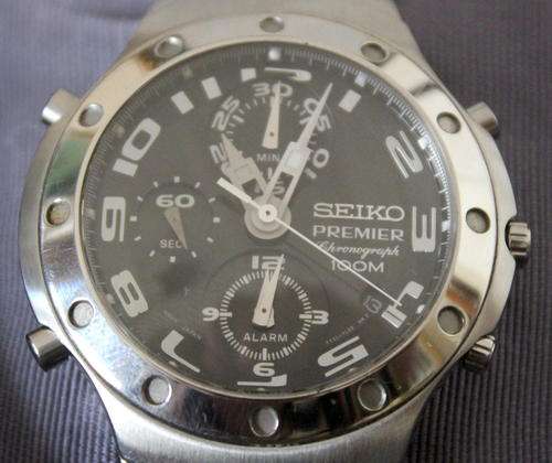 Seiko Premier Chronograph, stainless steel gents quartz watch, 7T32-7H80 ** NO RESERVE **