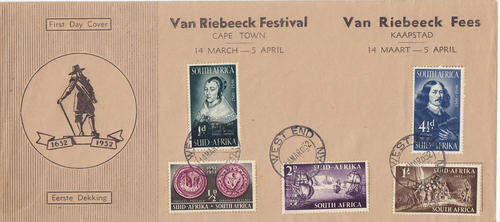 VAN RIEBEECK FESTIVAL-1952-FDC