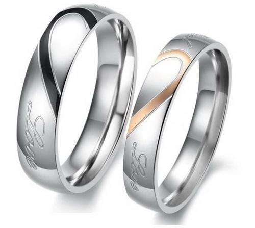 Love Stainless Steel Couple Ring Set