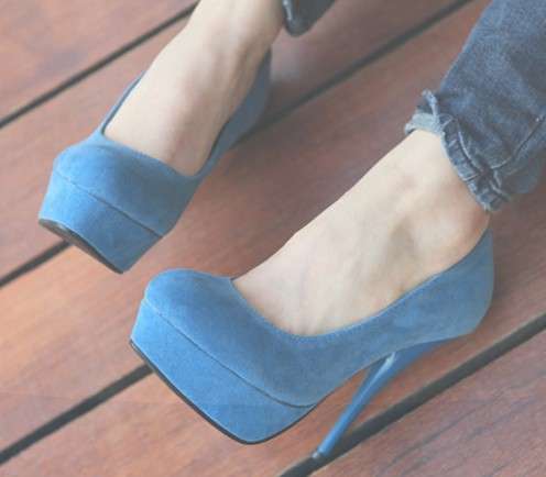 Blue Ladies High Heel Shoes