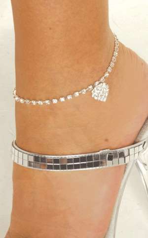 Rhinestone Heart Anklet - In Stock