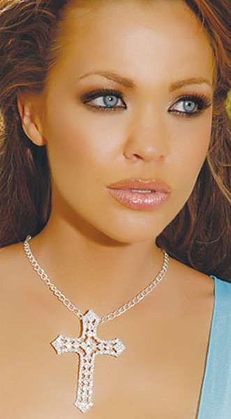 Rhinestone Cross Necklace - In Stock