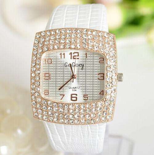 Ladies Leather Crystal Diamond Rhinestone Watch