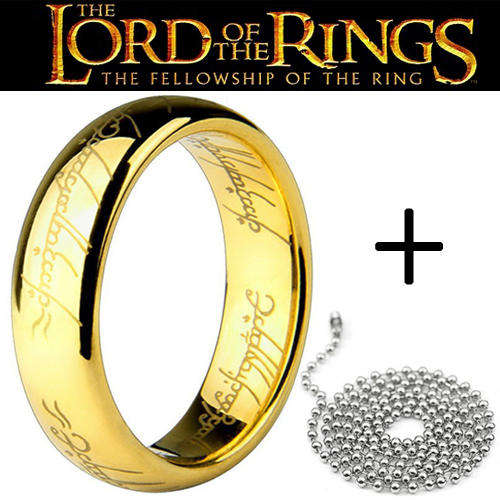 Lord of the Rings 18K GP Ring with Bead Chain 316L Stainless Steel