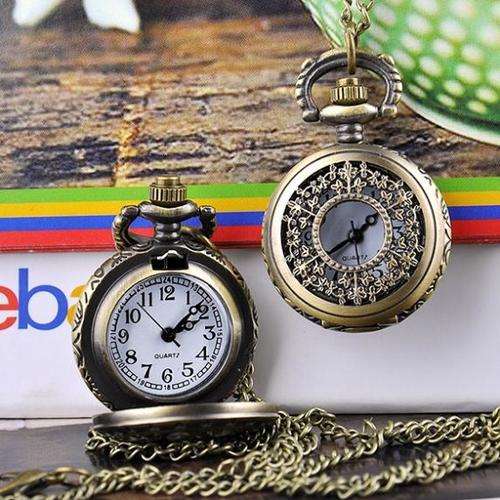 Steampunk Quartz Dress Pocket Watch Leaves Hollow Vintage Style
