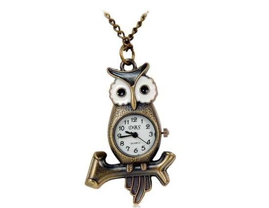 Bronze Colored Owl Pocket Watch