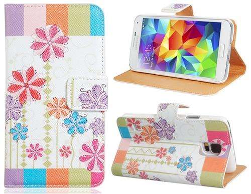 Six-leaf Grass Print Faux Leather & Plastic Flip Case with Magnetic Closure for Samsung Galaxy S5 i9