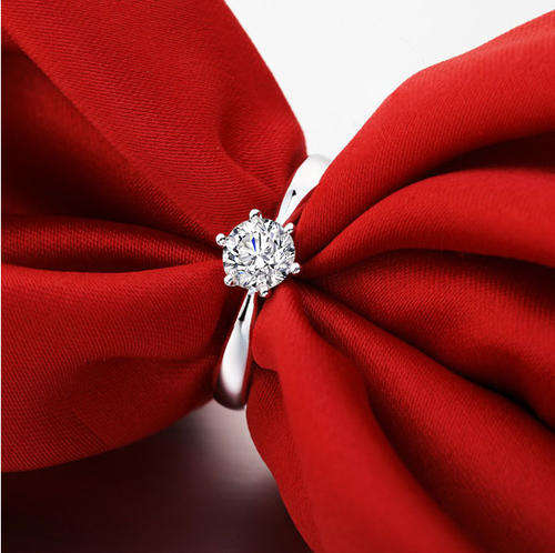 100% Pure 925 Sterling Silver Wedding/Engagement Crystal Ring
