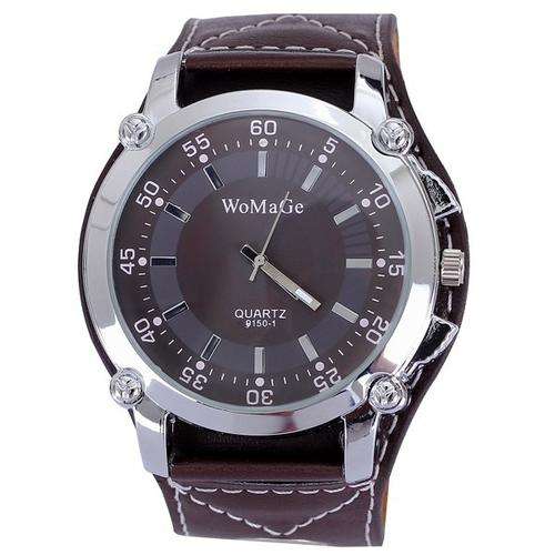 WoMaGe Casual Mens Watche PU Leather Band With Big Dial