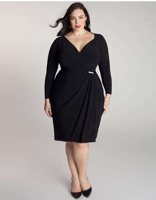 Tie Waist Long Sleeves Plus Size Sexy Dress