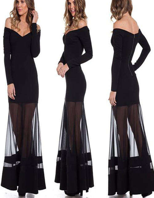 Off-Shoulder Maxi Evening Dress