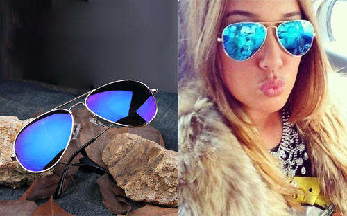 A Full Blue Mirrored Aviator Unisex Sunglasses