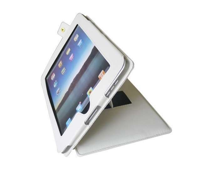 Soft Leather Carrying Cover Case with Stand Holder White for iPad