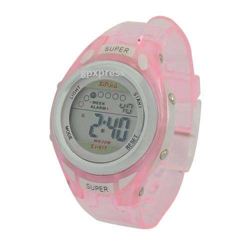 Multifunctional Plastic Sports Watch Light Pink for Children