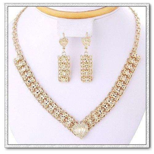 Fashion Jewelry Set ~~Copper with 18K Gold Plated ~~Necklace + Earrings + Bracelet~~