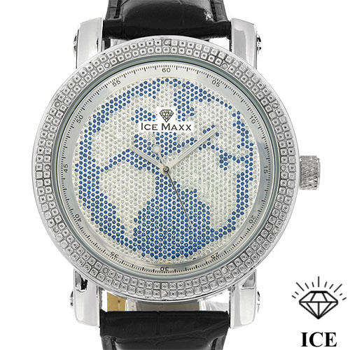 LUXURY ICE MAXX Brand New Gentlemens Leather Watch With Genuine Diamonds