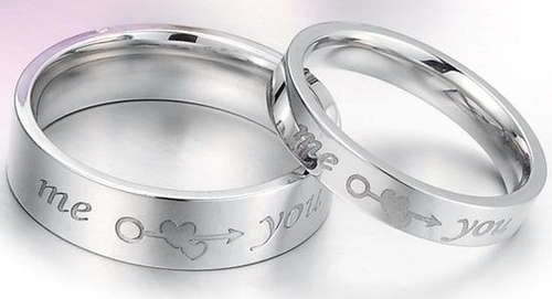 Stainless Steel Ring ~~~~Couple Wedding Ring Set~~~~ Two Hearts & Souls Together Always