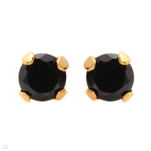 Terrific Brand New Stud Earrings With Cubic zirconia 14K/925 Gold plated Silver Length 3mm