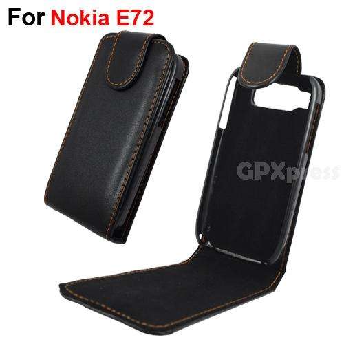 Leather Skin Case Black for Nokia E72