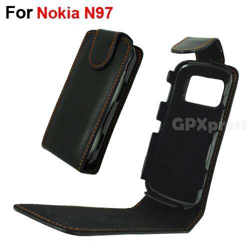 Leather Skin Case Black for Nokia N97