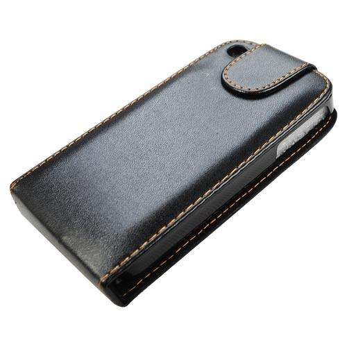 New Premium Black Leather Flip Case for iPhone 4G