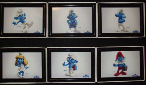 The Smurfs Movie characters in 9 x 13cm Plain black frames
