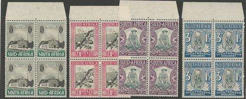 UNION SA 1933 - VOORTREKKER MONUMENT / 4 X BLOCKS OF 4. MNH CV R900+