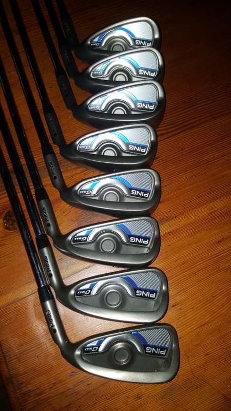 Ping G-max irons 4 to SW . Black dot